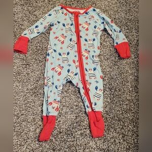 Caden Lane Holiday Crabs Zippered Convertible Romper, 0-3 Montgs